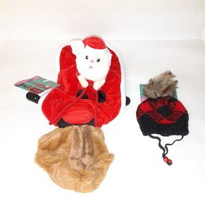 SMALL DOG CHRISTMAS COSTUME SANTA & REINDEER X-SMALL W/ CHECK HAT BRAND NEW